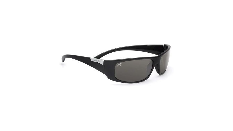 Serengeti Fasano Sunglasses, Shiny Black Frame, Polarized PhD CPG Lens 7394