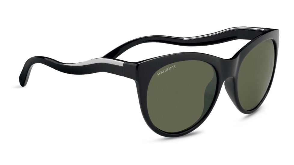 Serengeti Valentina Progressive Prescription Sunglasses, Shiny Black / Shiny Silver Frame, Polarized, Photochromic, 8571PR
