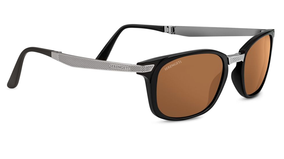 Serengeti Volare Sunglasses,Satin Black Frame,Polarized Drivers Square Lens 8494
