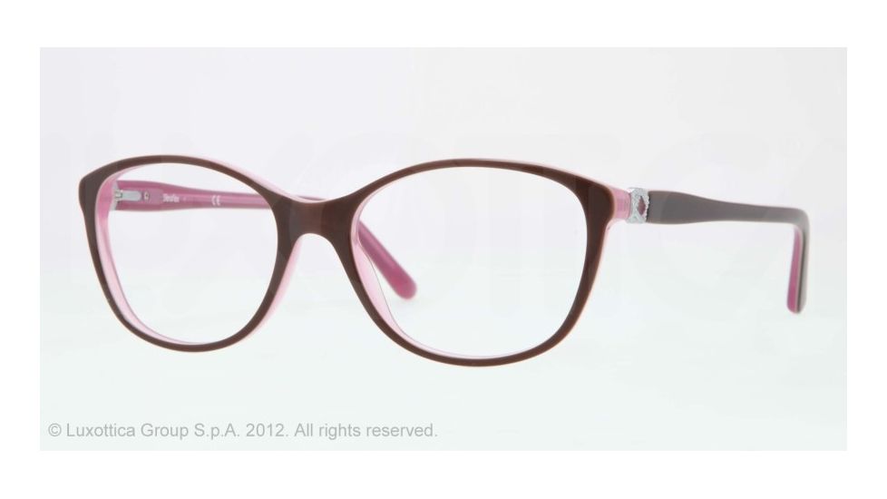 Sferoflex SF1548 Progressive Prescription Eyeglasses C518-52 - Top Plum On Opalin Pink Frame, Demo Lens Lenses