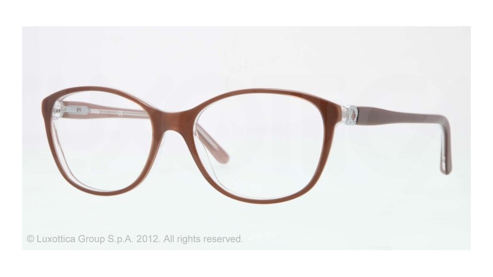Sferoflex SF1548 Progressive Prescription Eyeglasses C561-52 - Brown Top On Opalin Trasparent Frame, Demo Lens Lenses