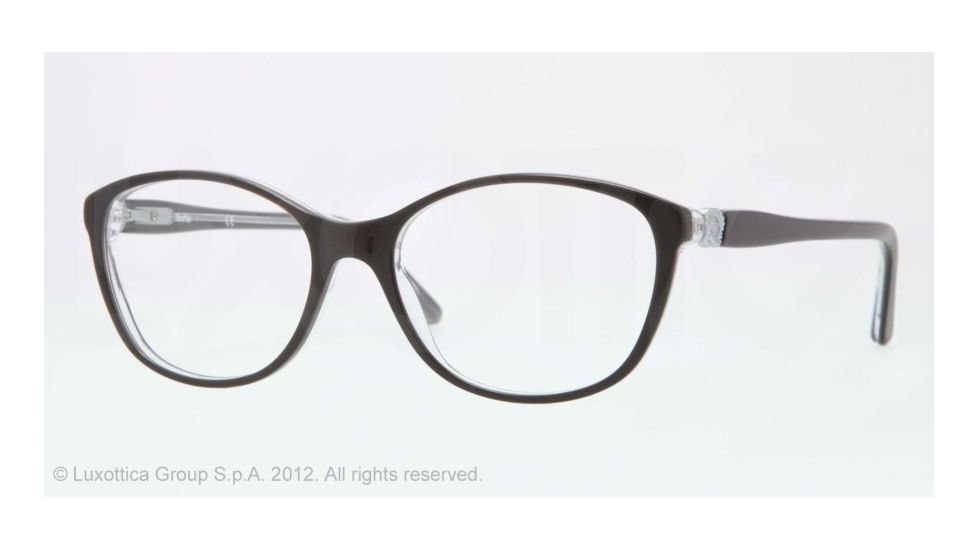 Sferoflex SF1548 Progressive Prescription Eyeglasses C562-54 - Black Top On Opalin Trasparent Frame, Demo Lens Lenses