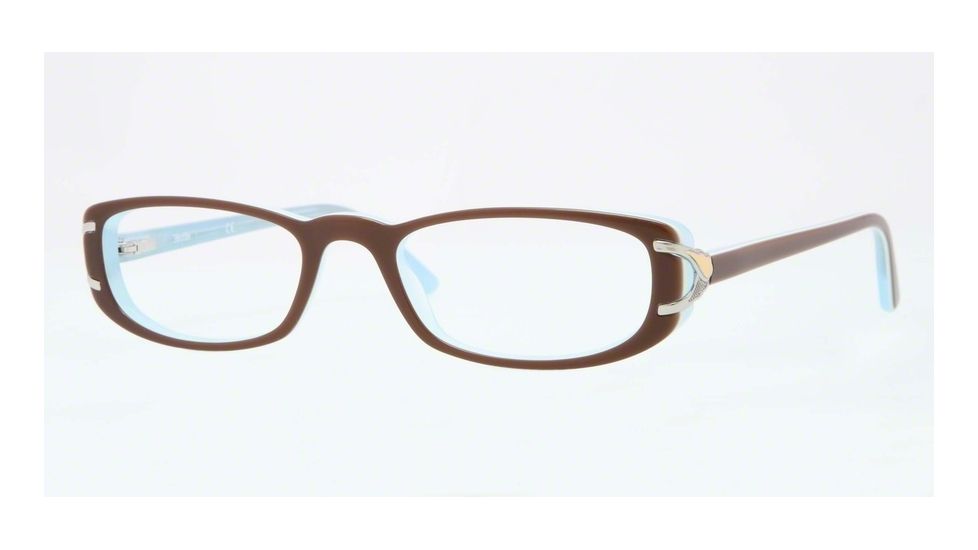 Sferoflex SF1550 Single Vision Prescription Eyeglasses C570-51 - Brown Top On Opalin Azure Frame, Demo Lens Lenses