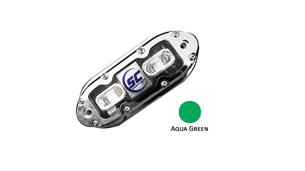 Shadow-Caster LED Lighting SCM-4 LED Underwater Light w/20' Cable - 316 SS Housing - Aqua Green 62517