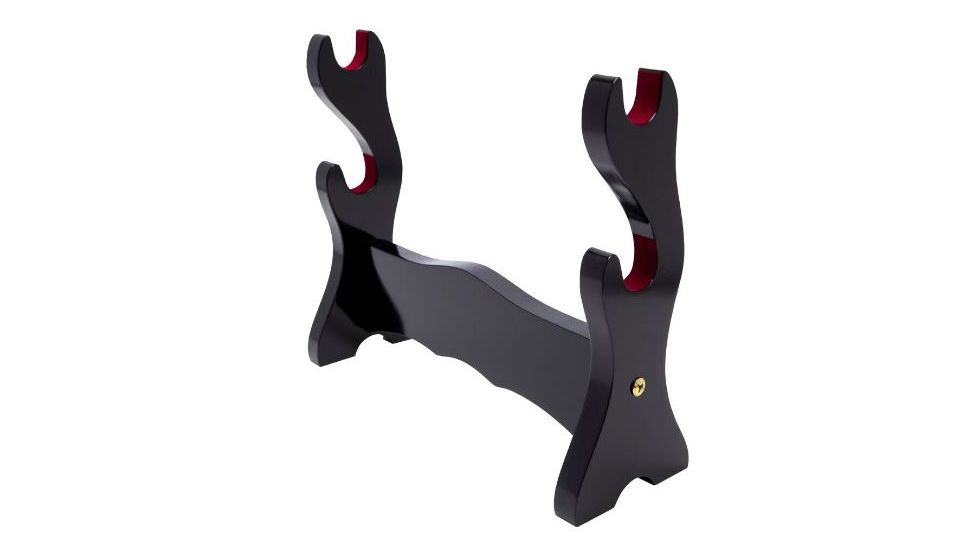 Shadow Cutlery Double Sword Stand Premium Piano Black Finish w/Red Felt, Black, 2 LB SH9020