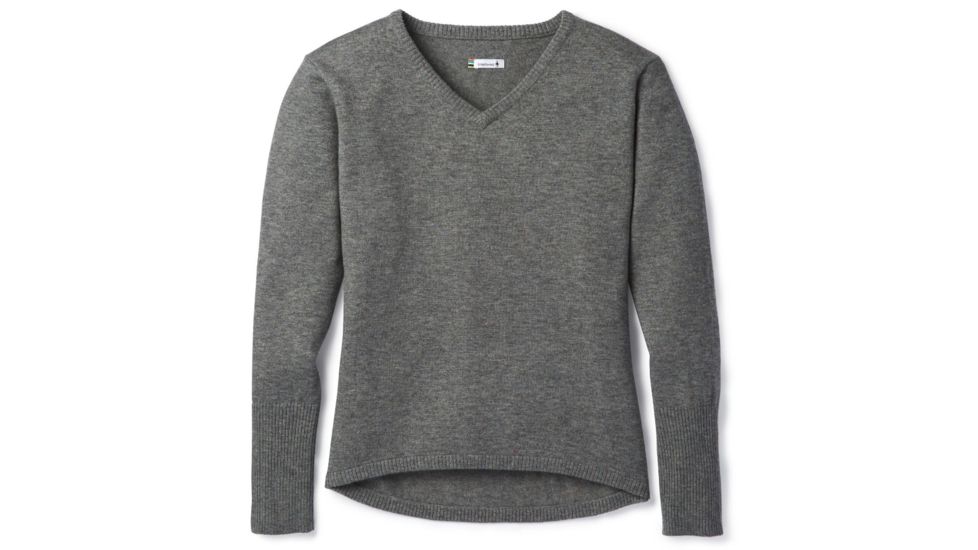 Smartwool Shadow Pine V-Neck Sweater-Women's, Medium Gray Donegal, Medium, SW000345A43-M