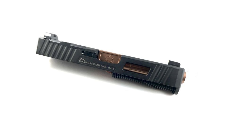 Shadow Systems Optics Ready Slide, Bronze TiN Fluted Barrel, Serrated Sight Set, RMR Cover Plate, Slide Cover Plate, Standard Rod/Spring/Extractor, Glock 19 Gen3, Black DLC, SGK9C-T3D-FUB-PSBP
