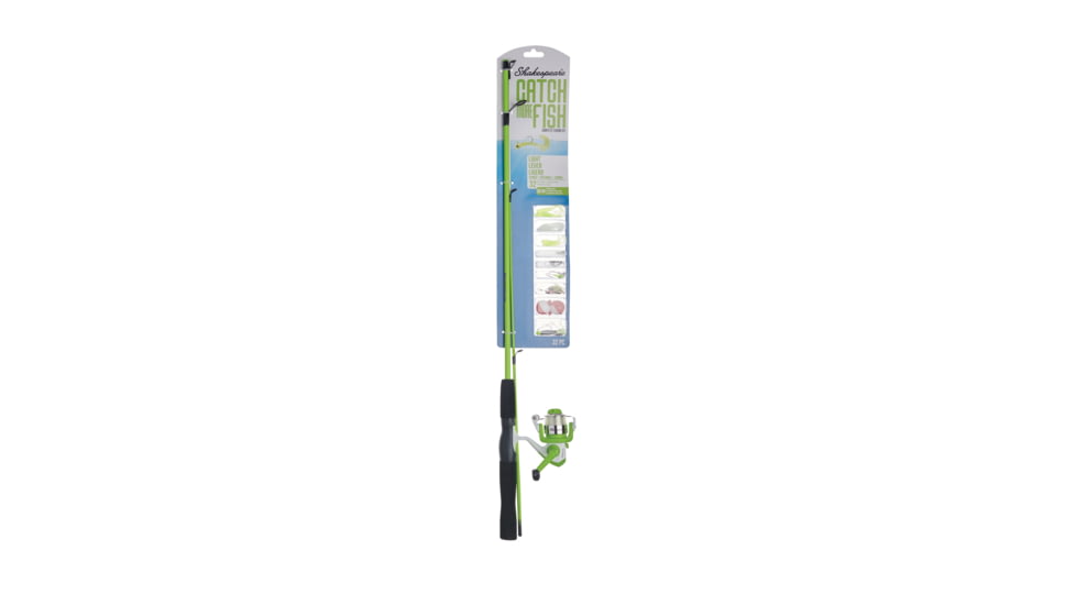 Shakespeare Catch More Fish Light Spinning Kit, 5.2/1, Right/Left, 20, 5ft. Rod Length, Light Power, 2 Pieces Rod, SKPCMFLIGHTSPKIT
