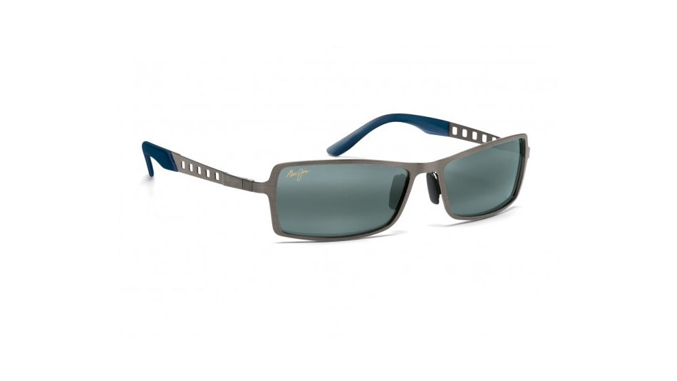 Maui Jim Shark Pit Sunglasses w/ Brushed Silver Frame and Neutral Grey Lenses - 228-17, Quarter View