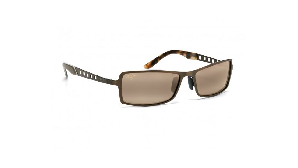 Maui Jim Shark Pit Sunglasses w/ Brushed Bronze Frame and HCL Bronze Lenses - H228-20, Quarter View