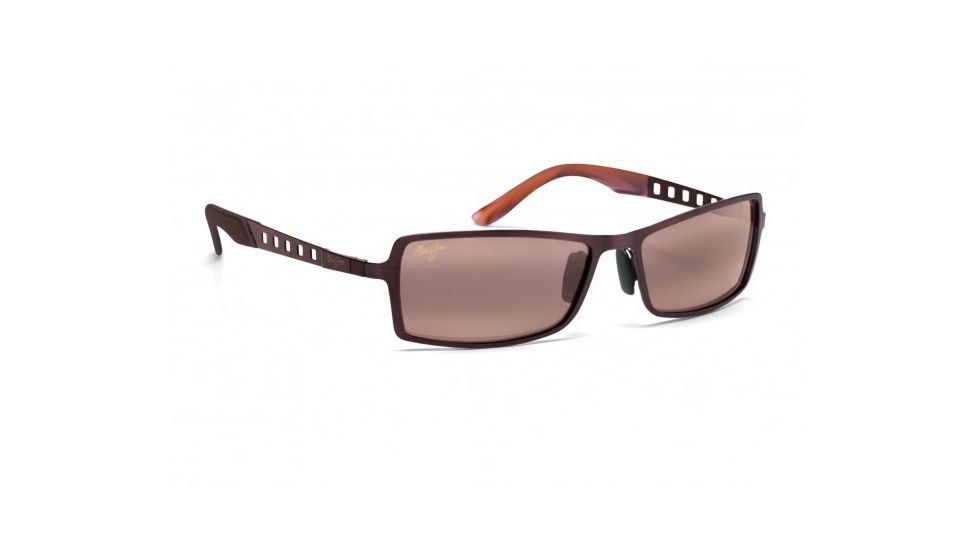 Maui Jim Shark Pit Sunglasses w/ Copper Frame and Maui Rose Lenses - R228-23, Quarter View