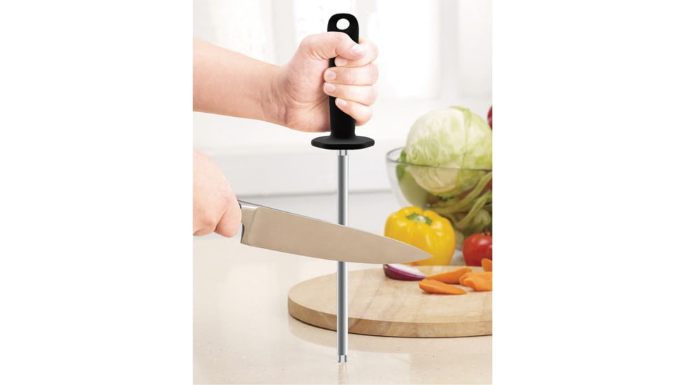 Sharpal Sharpening Steel, 14in X 9in, Hones And Realigns Cutting Edge, Magnetic Steel Attracts Metal Fibers, Slip-Resistant Plastic Handle, Oversized Plastic Guard, Built-In Hole For Hanging, 130N