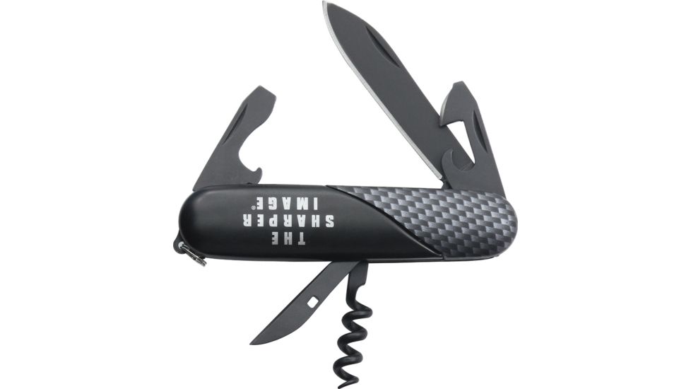 Sharper Image Gyver Multi-Function Knife, PVD black coated, Black PVD coated aluminum handle TSIK3