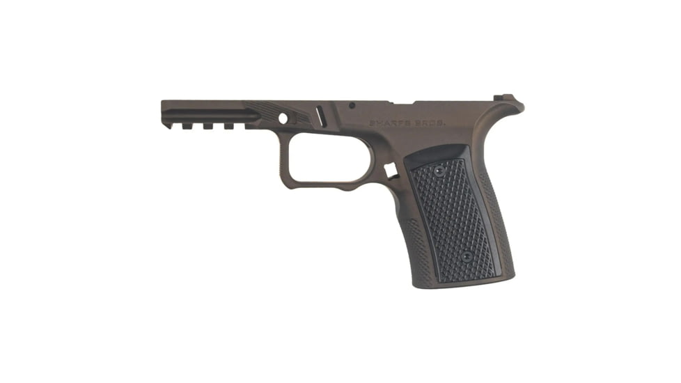Sharps Bros. Aluminum Grip Module, Fits Ruger RXM, 7075 Aluminum Grip Frame, Cerakote Finish, Bronze, Black Aluminum Grip Panels, SBGM27