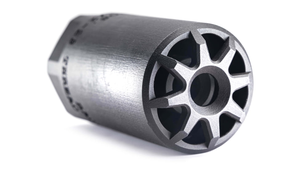 Sharps Bros. Badlands Integrated Muzzle Brake &amp; Blast Deflector, Heat Treated 17-4 Stainless Steel, Nitride Finish, 1/2x28 Threads, 2.75in, BAD01