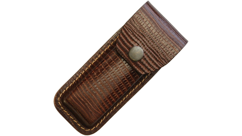 Sheath Leather Sheath Lizard, Fits 4.5in To 5.25in Folding Knife, Lizard Pattern, Leather Construction, SH1185