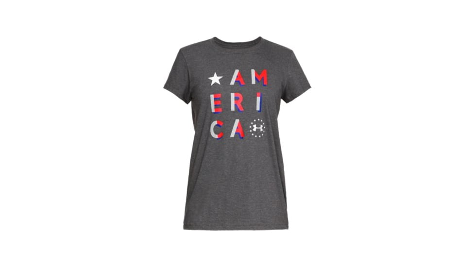 SHED, Under Armour Freedom America Tee - Womens, Charcoal Medium Heather / White, Small, 1333373-19-S