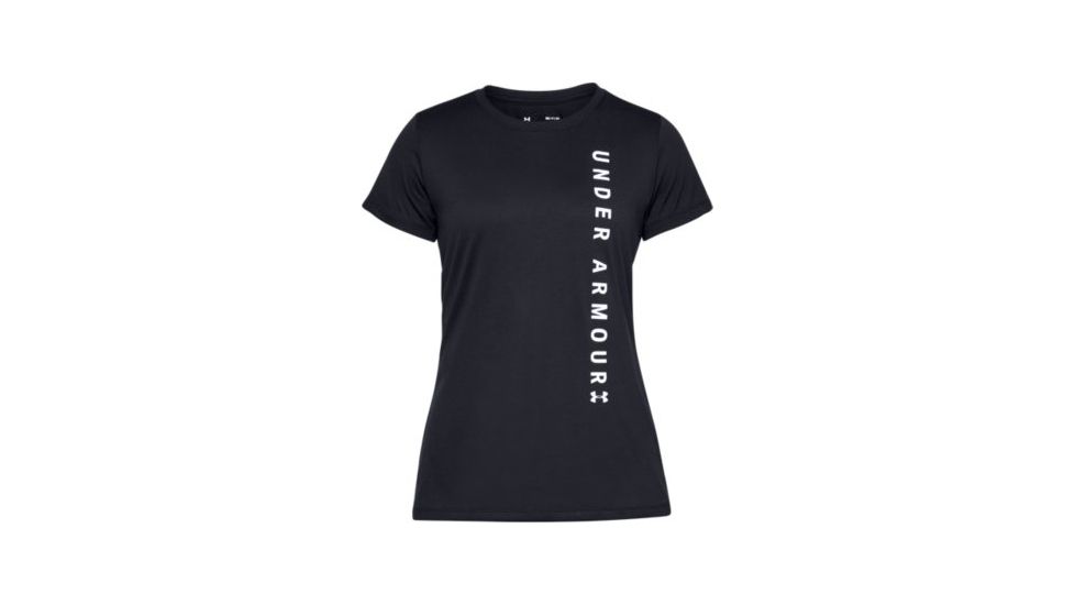 SHED, Under Armour Tech Wordmark Tee - Womens, Black, Small, 1345686-1-S