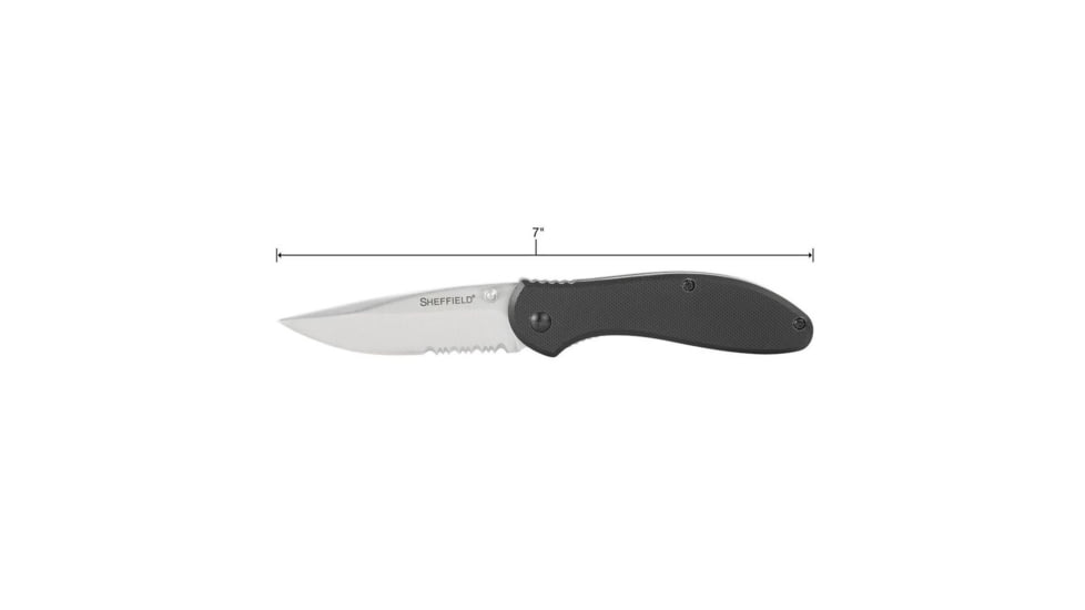 Sheffield Berda Assisted Opening Folding Knife, 3in, 420 Stainless Steel, Drop Point, Black G10 Handle, 12164