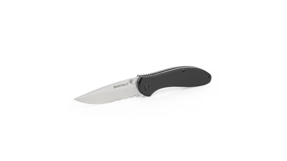 Sheffield Berda Assisted Opening Folding Knife, 3in, 420 Stainless Steel, Drop Point, Black G10 Handle, 12164