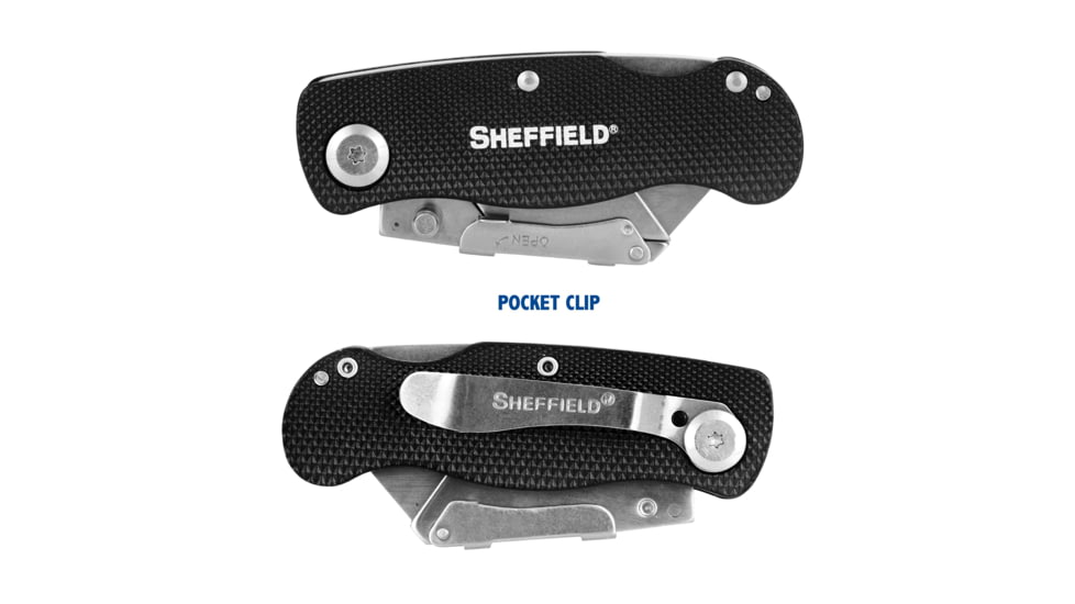 Sheffield Lock Back Utility Folding Knife, 3.5in, Black, 12613