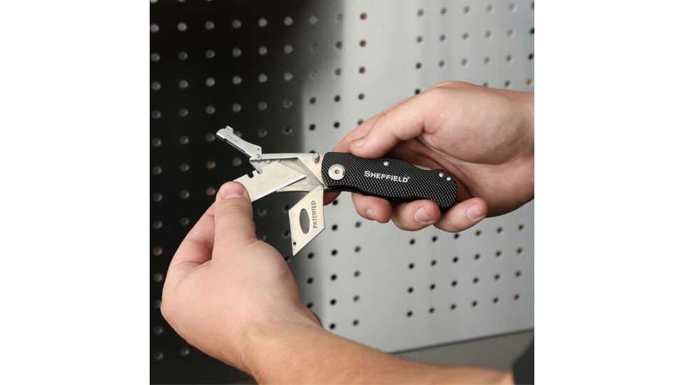 Sheffield Lock Back Utility Folding Knife, 3.5in, Black, 12613