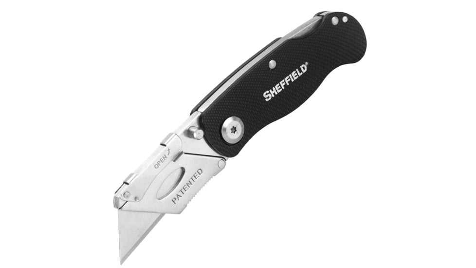 Sheffield Lock Back Utility Folding Knife, 3.5in, Black, 12613