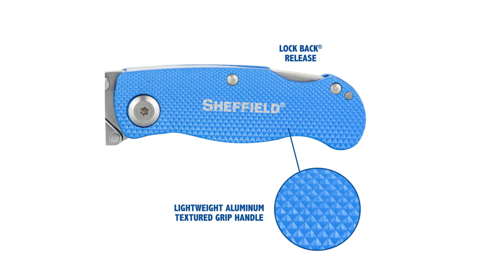 Sheffield Lock Back Utility Folding Knife, 3.5in, Blue, 12113