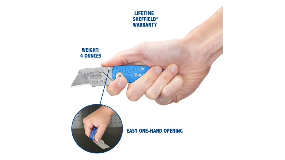 Sheffield Lock Back Utility Folding Knife, 3.5in, Blue, 12113