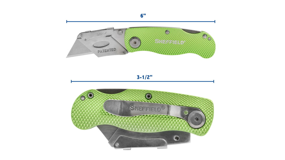 Sheffield Lock Back Utility Folding Knife, 3.5in, Green, 12615