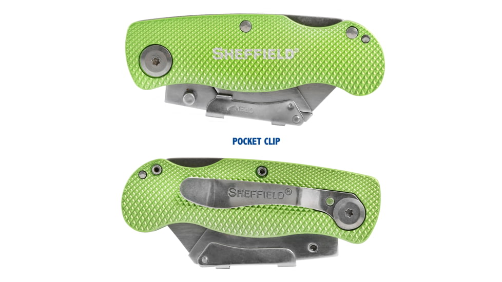 Sheffield Lock Back Utility Folding Knife, 3.5in, Green, 12615