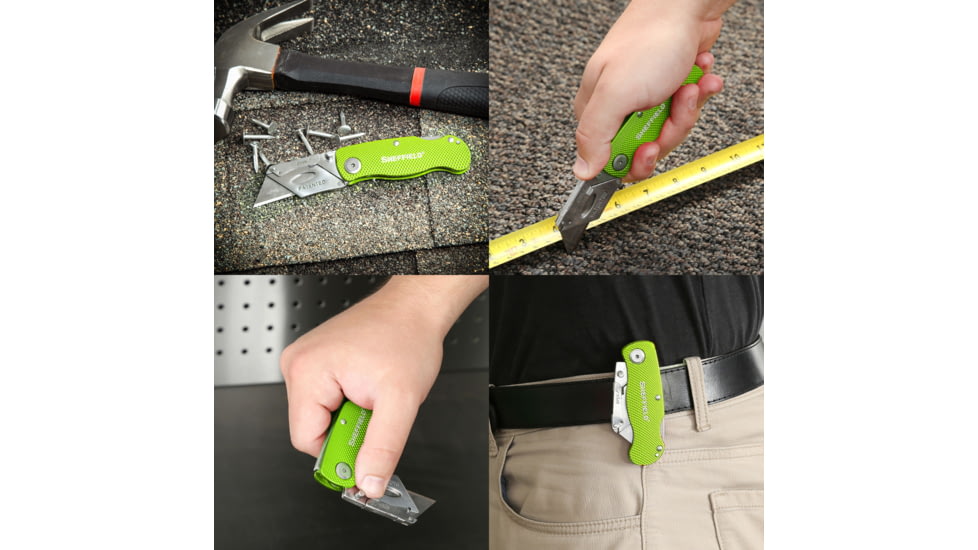 Sheffield Lock Back Utility Folding Knife, 3.5in, Green, 12615
