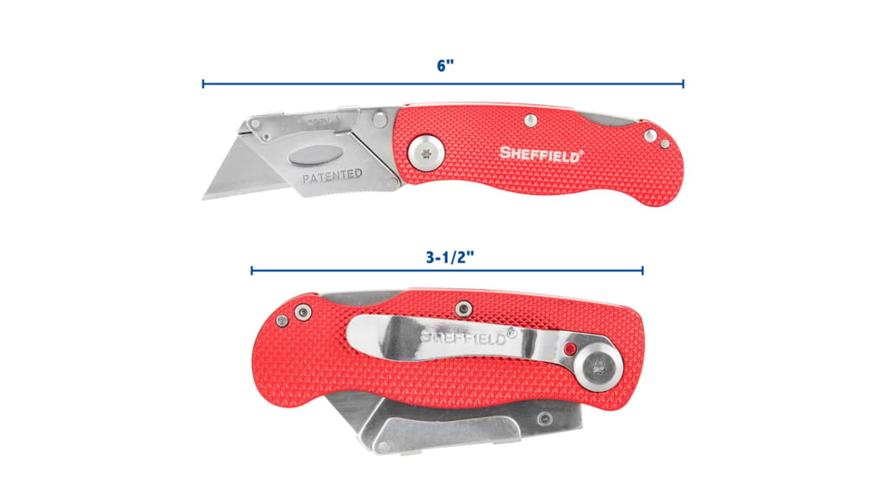Sheffield Lock Back Utility Folding Knife, 3.5in, Red, 12614
