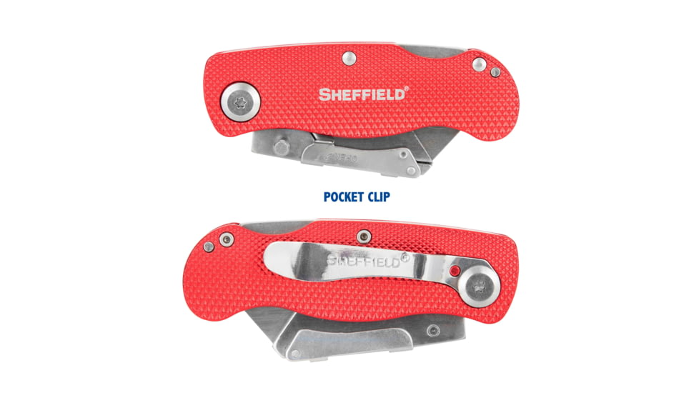 Sheffield Lock Back Utility Folding Knife, 3.5in, Red, 12614
