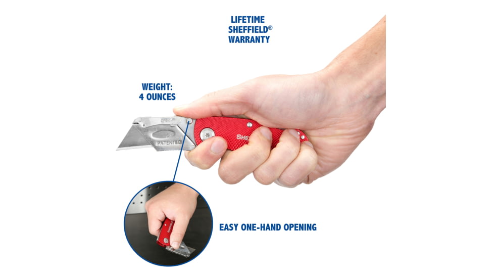 Sheffield Lock Back Utility Folding Knife, 3.5in, Red, 12614