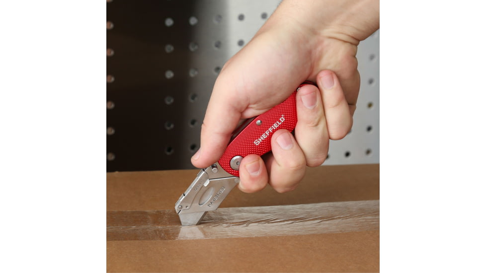 Sheffield Lock Back Utility Folding Knife, 3.5in, Red, 12614