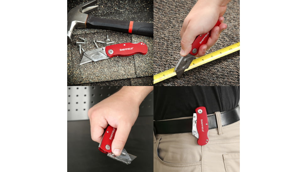 Sheffield Lock Back Utility Folding Knife, 3.5in, Red, 12614