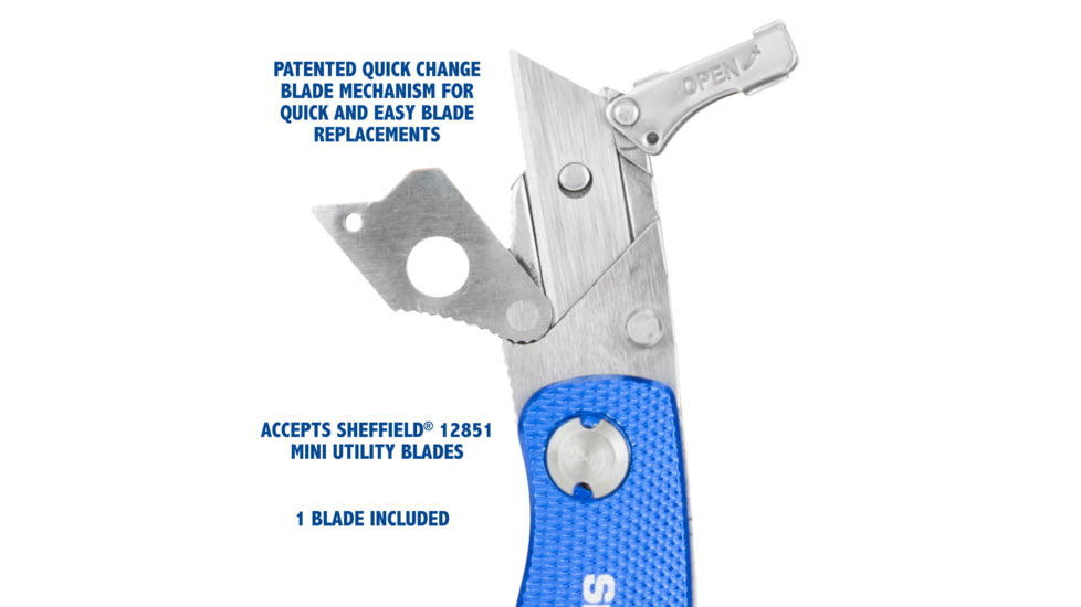 Sheffield Mini Ultimate Lock Back Utility Folding Knife, Blue, 12116
