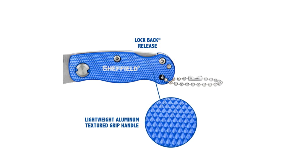 Sheffield Mini Ultimate Lock Back Utility Folding Knife, Blue, 12116
