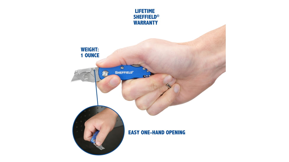 Sheffield Mini Ultimate Lock Back Utility Folding Knife, Blue, 12116