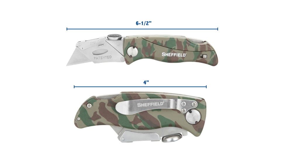 Sheffield Quick Change Lock Back Utility Folding Knife, 6.5in, ABS Handle, Camo, 12131