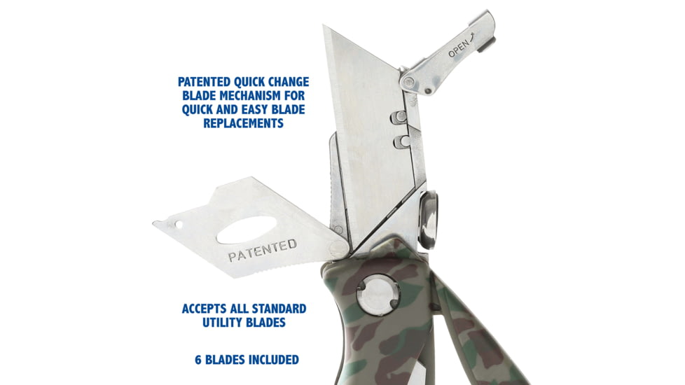Sheffield Quick Change Lock Back Utility Folding Knife, 6.5in, ABS Handle, Camo, 12131
