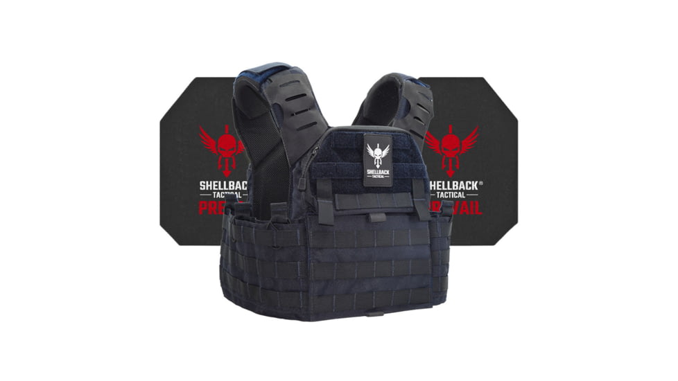Shellback Tactical Banshee Elite 2.0 Active Shooter Kit with Level IV Model 4S17 Armor Plates, Navy Blue, One Size, SBT-BANELT-4S17-NB