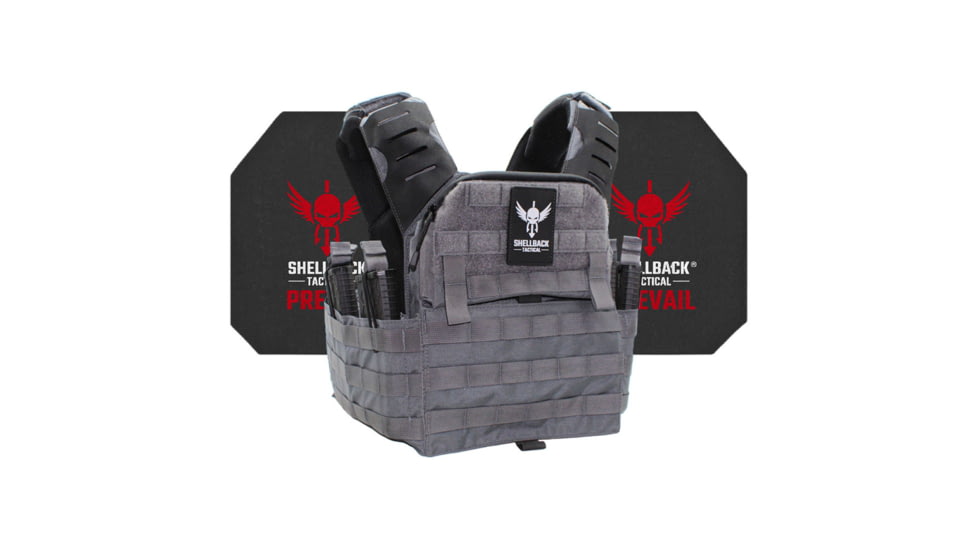 Shellback Tactical Banshee Elite 2.0 Active Shooter Kit with Level IV Model 4S17 Armor Plates, Wolf Grey, One Size, SBT-BANELT-4S17-WG