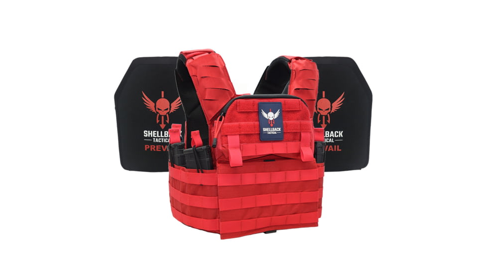 Shellback Tactical Banshee Elite 2.0 Lightweight Armor System w/ Model LON-III-P Plates, Range Red, One Size, SBT-BANELT-LON-III-P-RD
