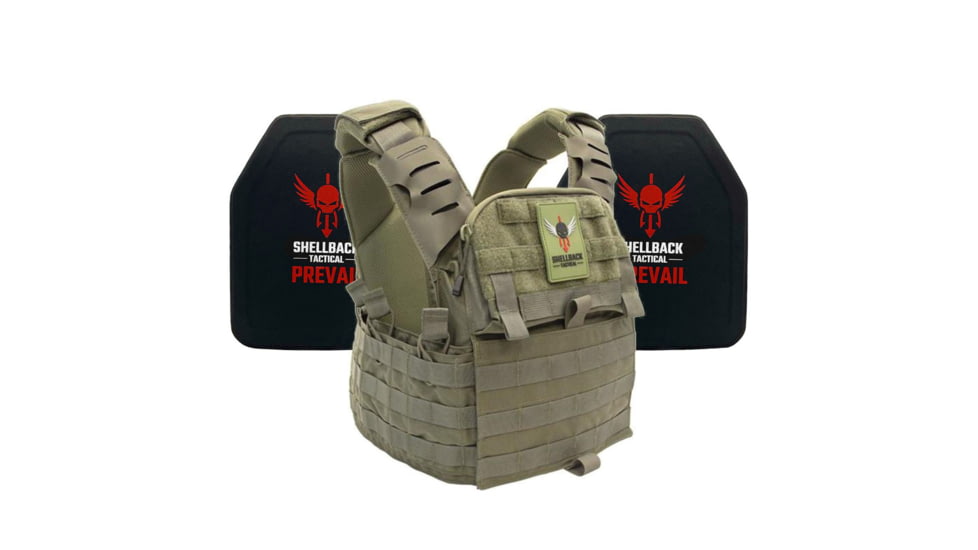 Shellback Tactical Banshee Elite 2.0 Lightweight Level IV Ceramic Plates Armor Kit, Ranger Green, One Size, SBT-BANELT-4SICMH-RG