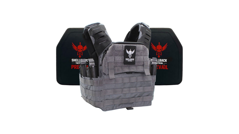 Shellback Tactical Banshee Elite 2.0 Lightweight Level IV Ceramic Plates Armor Kit, Wolf Grey, One Size, SBT-BANELT-4SICMH-WG