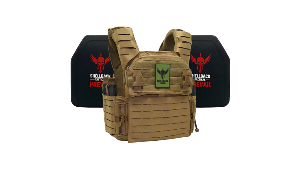 Shellback Tactical Banshee Elite 3.0 Level IV Body Armor Kit w/ Model 4SICMH Ceramic Plates, Coyote, 2XL/3XL, SBT-BANELT3-4SICMH-CT-2X3X