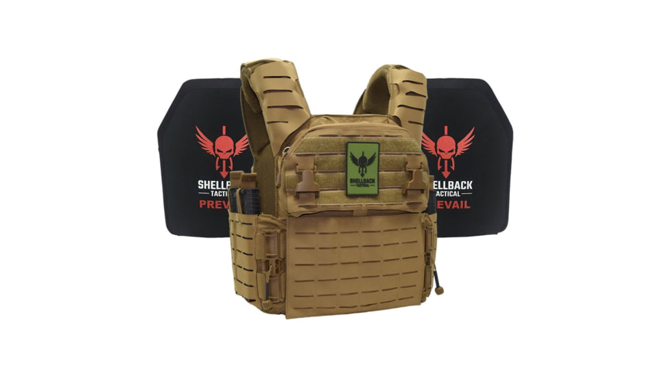 Shellback Tactical Banshee Elite 3.0 Lightweight Level III Armor System, SAPI Cut, Single Curved, 10x12in, Coyote, Small/Medium, SBT-BANELT3-LON-III-P-CT-SM