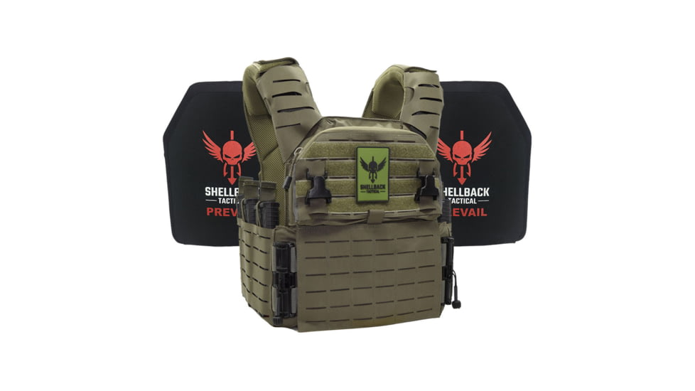 Shellback Tactical Banshee Elite 3.0 Lightweight Level III Armor System, SAPI Cut, Single Curved, 10x12in, Ranger Green, Small/Medium, SBT-BANELT3-LON-III-P-RG-SM